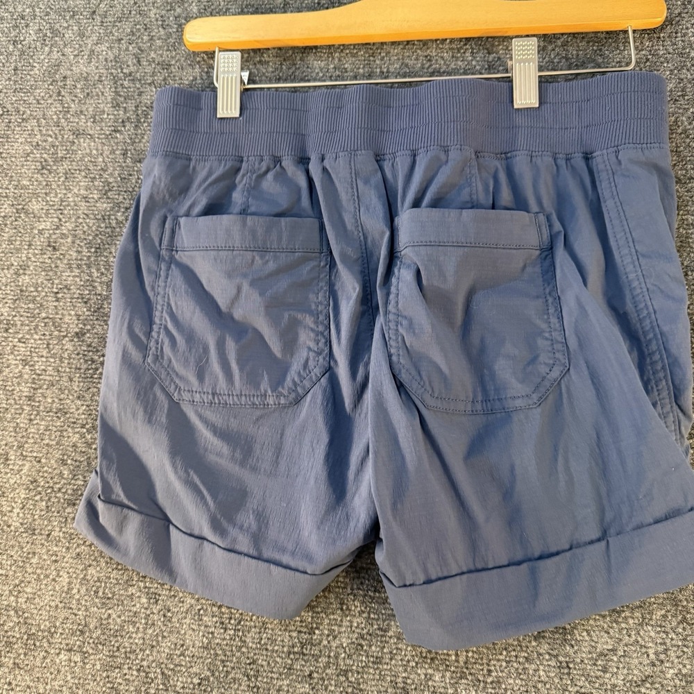 Athleta Trekkie Hiking Shorts Womens 6 Blue Zip Pocket Nylon Spandex - Picture 2 of 13
